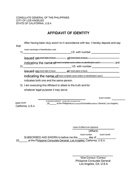 affidavit  identity forms ms word templatelab