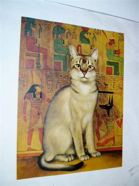 Abyssinian Cat Egyptian Background Artist Girard Goodenow Original 1965