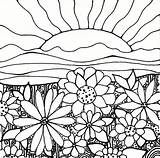Coloring Pages Garden Sunset Flower Printable Sheets sketch template