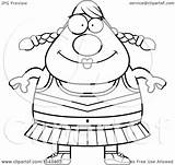 Chubby Cheerleader Happy Clipart Cartoon Outlined Coloring Vector Thoman Cory Royalty sketch template