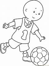 Coloring Caillou Playing Football Pages Cartoon Soccer Kids Coloringpages101 Printable Sheets Choose Board sketch template