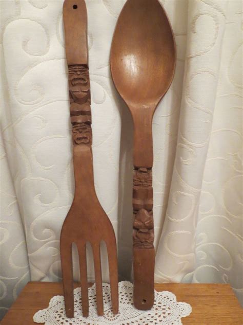 giant wooden fork and spoon wall decor how to blog