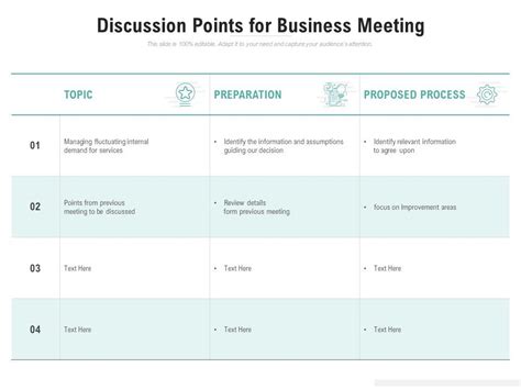 discussion points  business meeting powerpoint design template