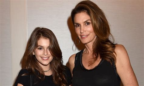 cindy crawford and her lookalike daughter kaia gerber sport matching black outfits and glossy