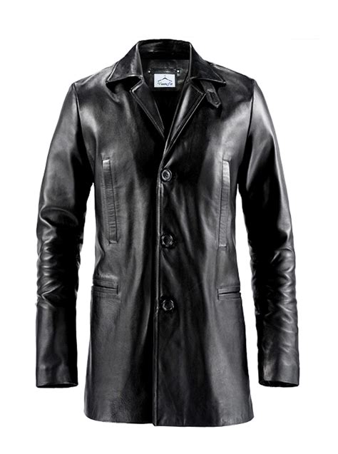 Vearfit Max Payne Mark Wahlberg 3 Button Leather Trench