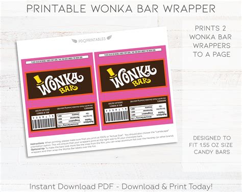 wonka bar printable wrapper printable templates