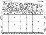 Printable Calendar Coloring Pages Monthly Calendars January Doodle Calender Blank Kids Colouring Alley Adult Sheets Template Month Doodles Printables Color sketch template