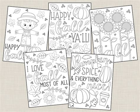 printable fall coloring pages  kids  adults autumn etsy