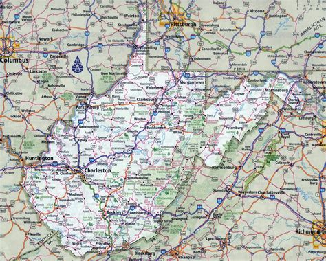large detailed roads  highways map  west virginia state   cities west virginia