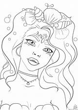 Meerjungfrau Ausmalbild Erwachsene Ausmalen Mattsson Gesichter Wunderschöne Fensterbilder Mandalas sketch template