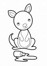 Kangaroo Coloring Baby Pages Cute Joey Printable Coloring4free Colouring Animals Color Netart Drawing Preschool Animal Pouch Craft Kids Visit Letter sketch template