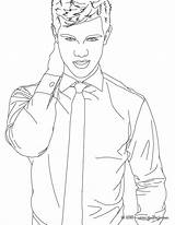 Taylor Lautner Dibujos Corbata Hellokids Cravate Posiert Coloriages Posing Línea Drucken Farben sketch template