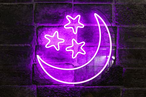 purple neon sign purple moon neon sign led moon sign blue etsy
