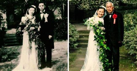this 98 year old couple recreated their wedding photos