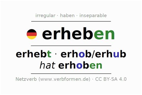 conjugation german erheben  forms  verb examples rules netzverb dictionary