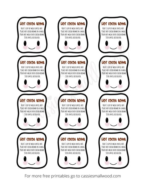 adorable hot chocolate bomb labels  printable cassie smallwood