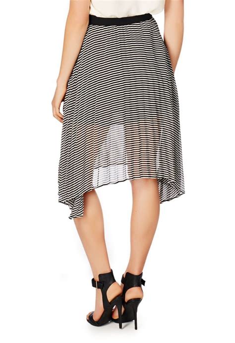 pleated striped skirt  black multi  great deals  justfab