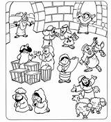 Temple Jesus Coloring Pages Cleansing Mark Cleanses Bible Sunday School Cleansed Luke Kids Activities Matthew Crafts Craft Preschool Clean Story sketch template