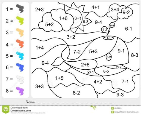 illustration  paint color  addition  subtraction numbers