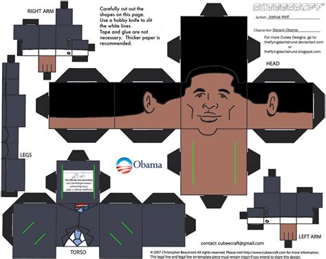 barack obama paper toy  printable papercraft templates