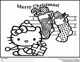 Kitty Hello Christmas Coloring Pages Kids Ginormasource Stockings sketch template
