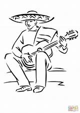 Coloring Guitar Mexican Pages Playing Drawing Printable sketch template