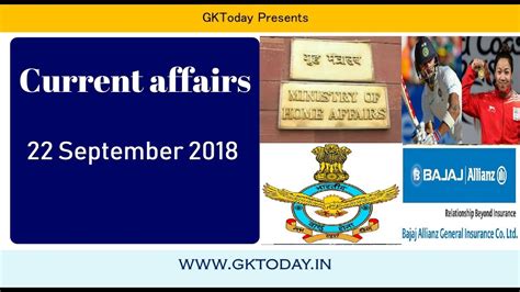 current affairs september 22 2018 english mcqs youtube