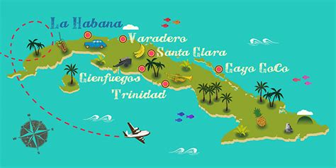 Cuba Mapa Con Imágenes Caribe Cubanas La Habana