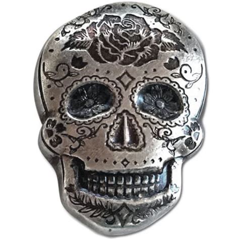 buy 2 oz silver monarch day of the dead rose skulls