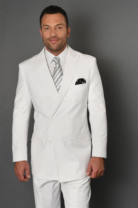 statement tzd  white double breasted suit pc  wool italy
