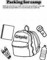 Camp Packing Coloring Pages Crayola sketch template