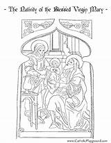 Nativity Coloring Mary Blessed Virgin Pages Feast Catholic Mother Birthday Catholicplayground Father Crafts sketch template