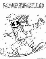 Marshmello Fortnite Coloriage Imprimer Snowboard sketch template