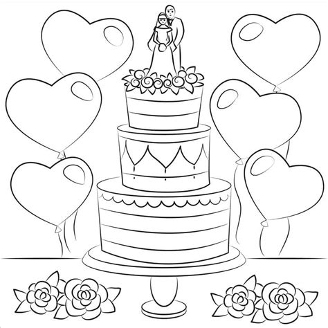 wedding cake cake coloring pages  adults img solo