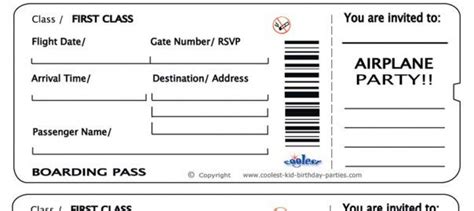 printable airline ticket airline ticket invitation template