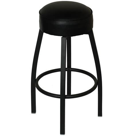 backless swivel bar stool  black finish  black padded vinyl seat