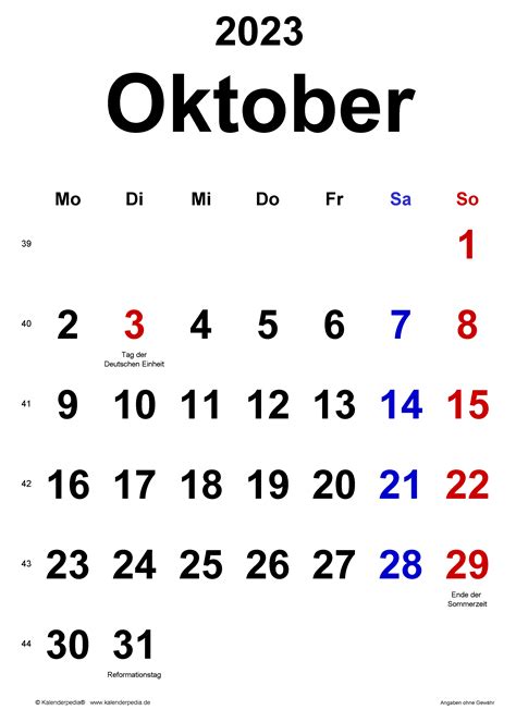 kalender oktober  als  vorlagen