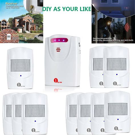 byone diy wireless driveway alarm alert system home security kit pir motion sensor detector