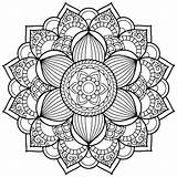 Mandala Coloring Flower Pages Adult sketch template