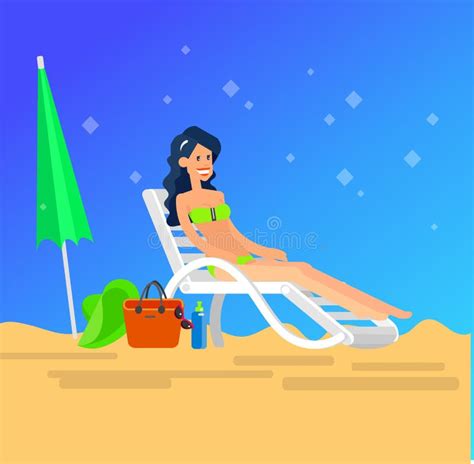 Hot Girl On A Beach Vector Illustration Stock Vector Illustration Of