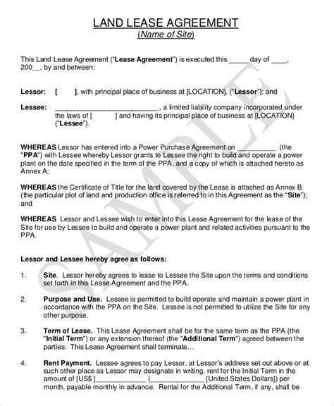 lease agreement templates word excel formats