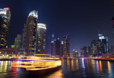 dubai marina  night united arab emirates digital art  henglein  steets fine art america