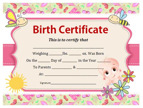 birth certificate template office templates