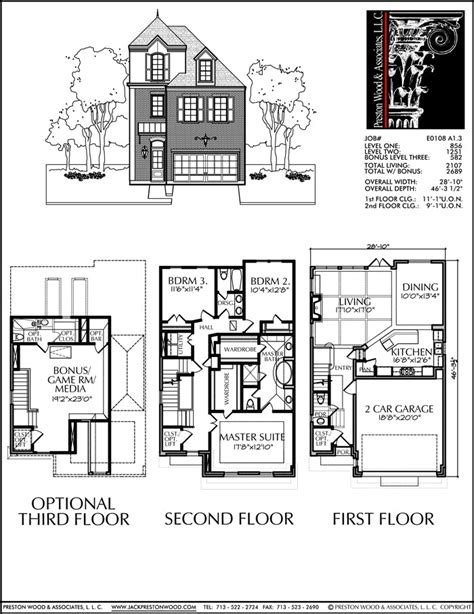 floor plans  townhouses luxury town home blueprints designers preston wood associates