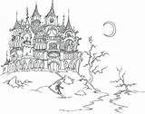 House Coloring Haunted Pages Printable Kids sketch template