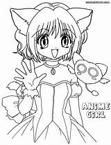 Coloring Anime Pages Girl Girls sketch template