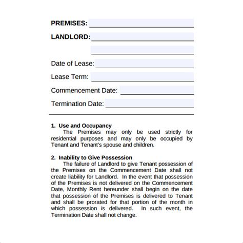 simple lease agreement templates samples examples format