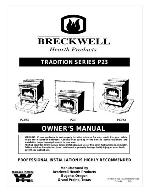 breckwell pfsa pi pfsl user manual