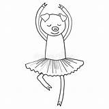 Dancer Pig Ballet sketch template