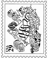 Coloring Fish Pages Stamp Tropical Marine Nature Life Stamps Clipart Usps Sheets Cliparts Activity Postage Koi Color Postal Library Usage sketch template